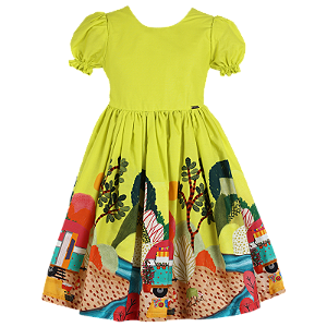 VESTIDO ESTAMPA MINHA CASA TEM RODINHAS