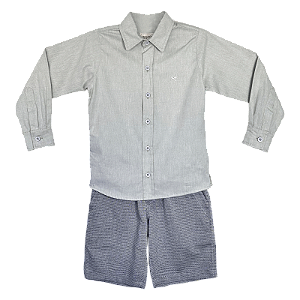 CONJUNTO CHAMBRAY VERDE E LISTRAS