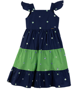 VESTIDO ESTAMPA MINI PLANETAS AZUL E VERDE