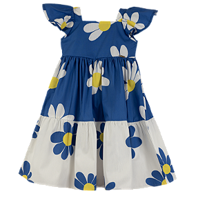 VESTIDO ESTAMPA MARGARIDA SOLAR AZUL