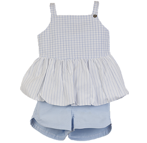 CONJUNTO ANA RUGA XADREZ E LISTRAS AZUL