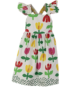 VESTIDO BARRADO VIVA FLOR AMARELO
