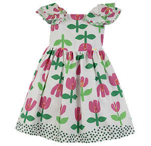 VESTIDO BARRADO VIVA FLOR ROSA