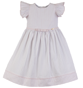 VESTIDO ANA RUGA LISTRAS E XADREZ ROSA BEBE