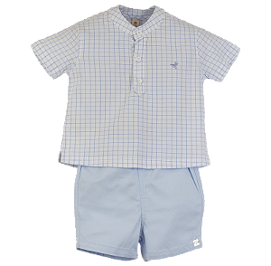 CONJUNTO ANA RUGA XADREZ AZUL BEBE