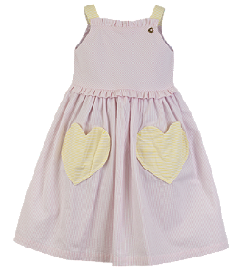 VESTIDO ANA RUGA LISTRAS ROSA E AMARELO