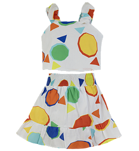 CONJUNTO ESTAMPA CHUVA DE BALA FUNDO BRANCO