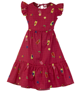 VESTIDO ESTAMPA PICOLÉ DE FRUTAS PINK