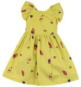 VESTIDO PICOLÉ DE FRUTAS AMARELO
