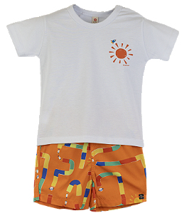 CONJUNTO ESTAMPA CAMINHO PARA O SOL LARANJA