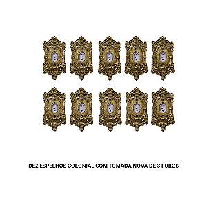 Dez Conjuntos de Espelho Colonial com Tomada Nova de 3 Furos