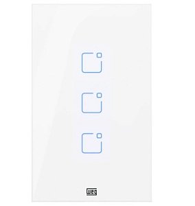 Interruptor Touch 3 Botoes Wi-fi + Rf com Placa 4x2 Whome Branco Weg