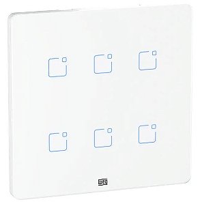 Interruptor Touch 6 Botoes Wi-fi + Rf com Placa 4x4 Whome Branco Weg