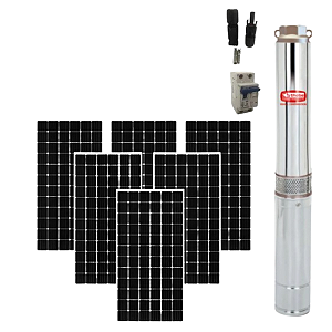 Kit Bomba Solar Ebara 3bps 23 Estágios + Disjuntor + 3 Pares de Conectores Mc4 + 6 Placas