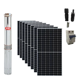 Kit Bomba Solar Ebara 4bps6 14 + Disjuntor + 4 Pares Conector Mc4+ 8 Placas para Poço Ate 120mt Vazão Máxima 43 Mil Litros