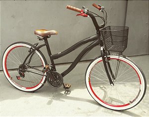 Bicicleta Feminina Retrô cor Preta - Vintage Antiga - Aro 26