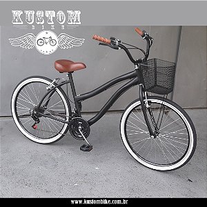 Bicicleta Retrô Aro 26 - Vintage Inspired Harley Feminina Selim Tipo Couro Marrom