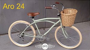 Bicicleta Caiçara Beach Cruiser Aro 24 - Retrô Vintage Cruiser Estilo Antigo Classico