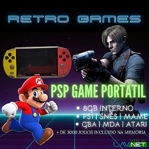 VIDEO GAME PORTATIL PSP TELA 4.3 POLEGADAS