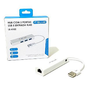 HUB COM 3 PORTAS USB 1 PORTA RJ45