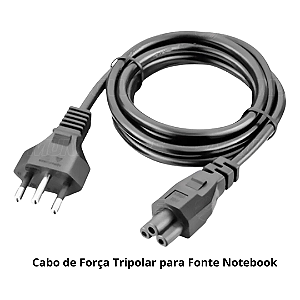 Cabo de Força Tripolar para Fonte Notebook