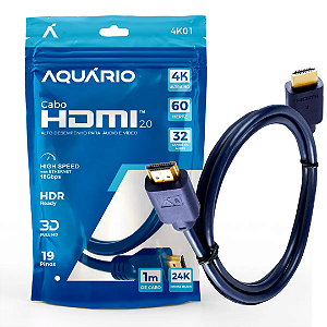 Cabo HDMI 4k 2.0 1 Metro 19 pinos ponta de ouro