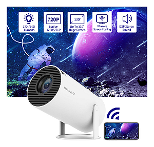 Projetor Salange HY-300 Portatil Android 11 Mini Projetor Smart, 220 ANSI, 4K/1080P, Wi-Fi 5G BT 5.0, Rotação de 180 graus, Auto de Correcção Trapezóide Horizontal, 250" Imagem (US Plug)
