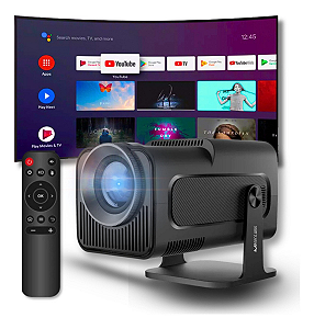 Projetor Salange HY320 Portatil 5G Wifi 6 BT 5.0 Android 11, Projetor Inteligente Full HD 4K, Projetor Led Auto de Correcção Trapezóide Horizontal, 180°Girável Projector para Telefónico(EU Plug)