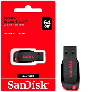 Pen Drive 64GB Cruzer Blade Sandisk USB 2.0, Preto
