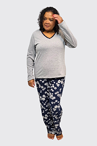 Pijama Manga Longa Calça Florida