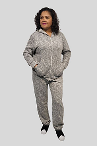 Conjunto Feminino de Moletom Blusa com Zíper e Capuz