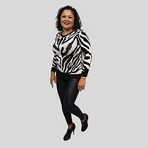 Blusa Manga Longa Feminina Zebra