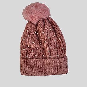 Touca Feminina Perolada Forrada com Pompom | Conforto & Elegância