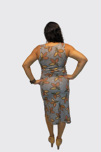 Vestido Feminino Canelado Midi com Fenda