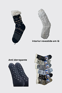 Meia Térmica Masculina Forrada com Lã e Antiderrapante – Ultra Quentinha