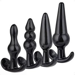 KIT 4 Plug Anal em Silicone Macio Pompoarismo Estimulante Anal