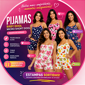 Pijama Baby Doll Micro Short Doll Feminino