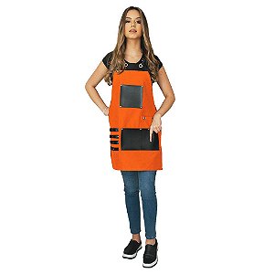 Avental em Sarja laranja modelo Premium feminino