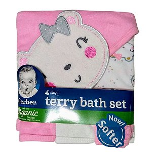 Kit Toalha Com Capuz Rosa Gatinha - Gerber