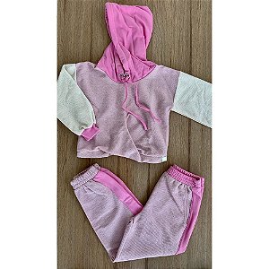 Conjunto Blusão Moletom Cropped e Calça - Mini Lady