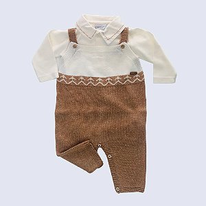 Jardineira Jacquard com Body Infantil Menino - Noruega