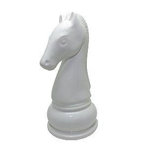 Ornamento De Cerâmica Cavalo branco com conselho de xadrez