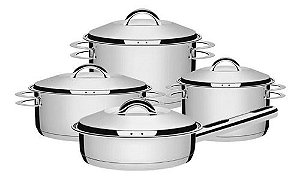 Jogo de Panela Tramontina Inox Fundo Triplo Indução 4pcs