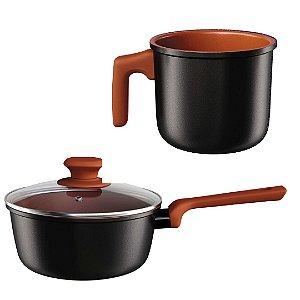 KIT EURO COLORSTONE TERRACOTA PANELA 18CM ALU8457-TC + FERVEDOR ALU8402-TC