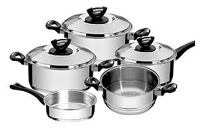 Jogo de panelas Tramontina Fundo Triplo Solar Baquelite 5pcs Inox 65720010