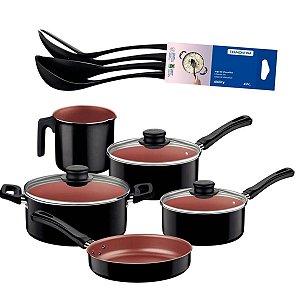 Jogo de Panelas Antiaderente Tramontina Caribe Aluminio Kit 9 Peças