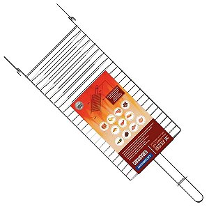 Grelha Dupla Aço Inox Churrasqueira Churrasco Tramontina 31x18 Abre e Fecha Carne Frango e Peixe