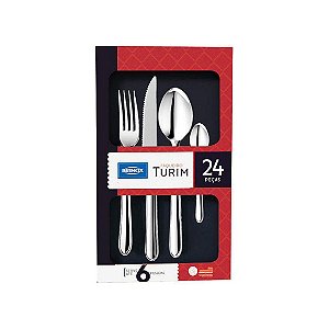 Faqueiro Jogo de Talher Brinox Inox Kit 24 Peças Turim