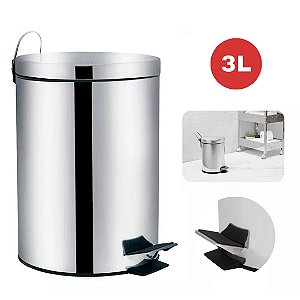 Kit 2 Lixeiras Cesto De Lixo Inox Banheiro Cozinha 3 Litros Pedal e Balde  Interno Removível Mor - Magazine Gerais