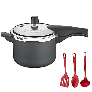 Kit Panela de Pressão Tramontina Antiaderente 4,5L Fechamento Externo e Jogo de Utensílios